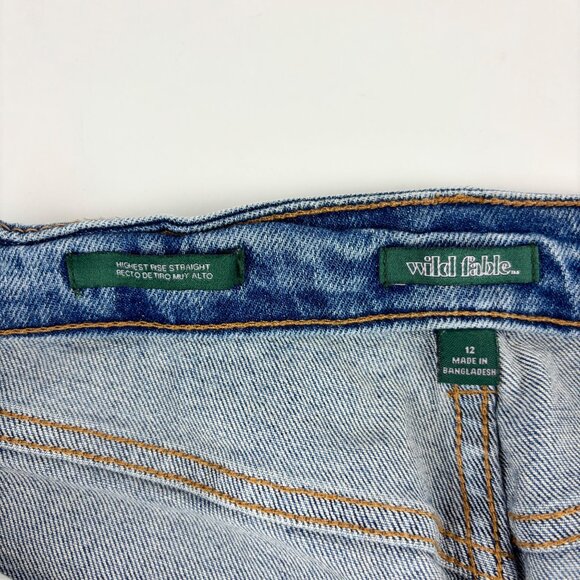 Wild Fable Highest Rise Straight Jeans Womens Size 12 Blue Denim Cotton Blend - Picture 9 of 12